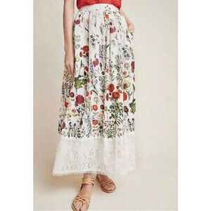 Anthropologie Payal Jain Floral Eyelet Maxi Skirt
